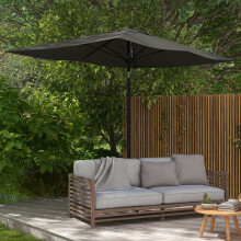 Outsunny 2 x 3(m) Garden Parasol Rectangular Market Umbrella w/ Crank Dark Grey