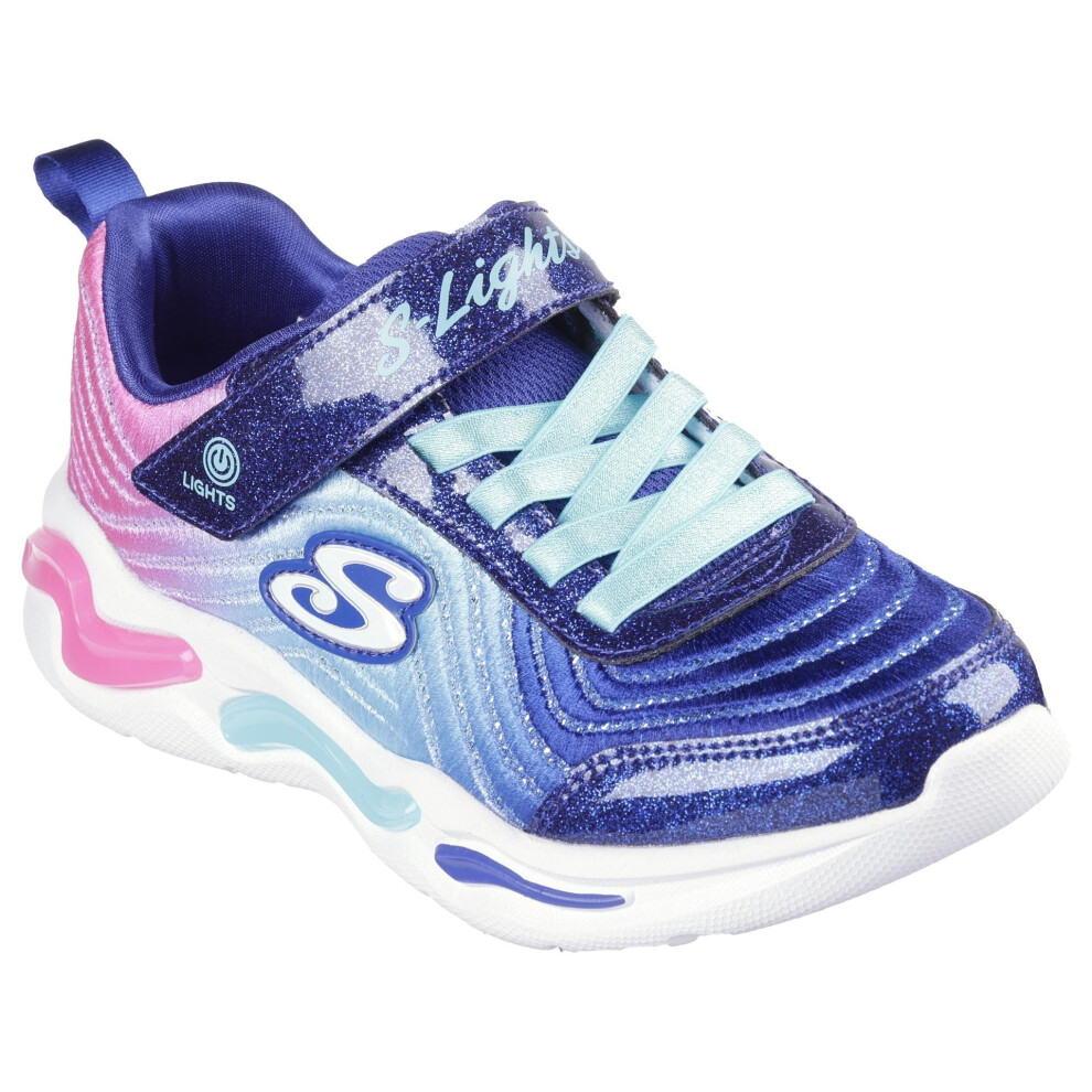 (1 UK, Navy/Mint) Skechers Childrens/Kids Wavy Beams Light Up Trainers