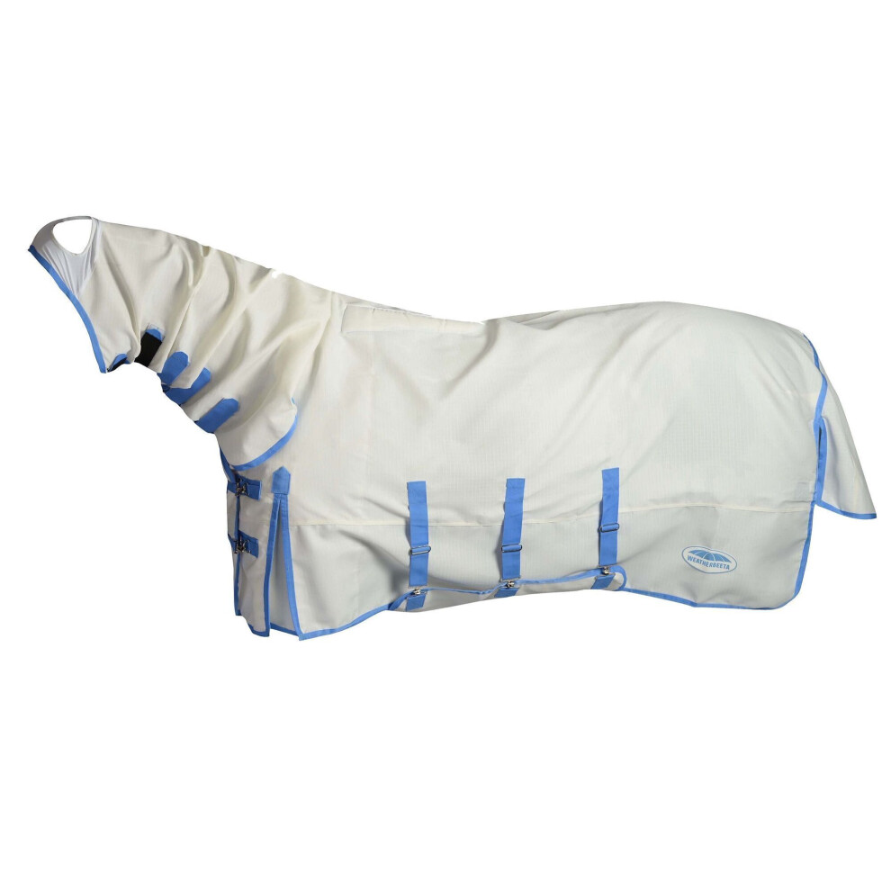 (4', White/Blue) Weatherbeeta Comfitec Sweet Itch Shield Combo Neck Horse Turnout Rug