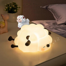 (Black, One size) Cute Sheep Led Night Light, Rechargeable Cartoon Silicone Bedroom Light, Touch Sensor Timing Bedside Lamp Birthday Christmas Gift