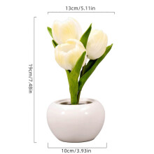 (Orange, usb plug) White Pink Orange Led Tulip Night Light Simulation Bouquet ins Bedroom Girl Bedside Dormitory Decoration Atmosphere Gift,100% New