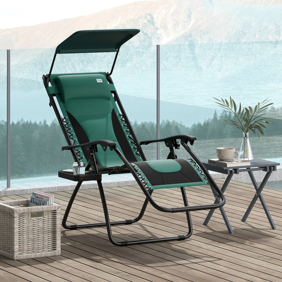 Outsunny Zero Gravity Lounger Chair, Folding Reclining Chair, Green