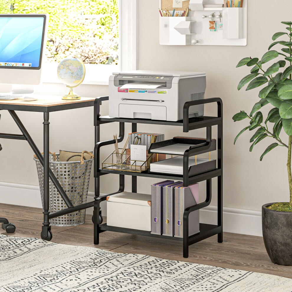 HOMCOM 3-Tier Metal Storage Shelf - Black - 55W x 40D x 77H cm - Image 3