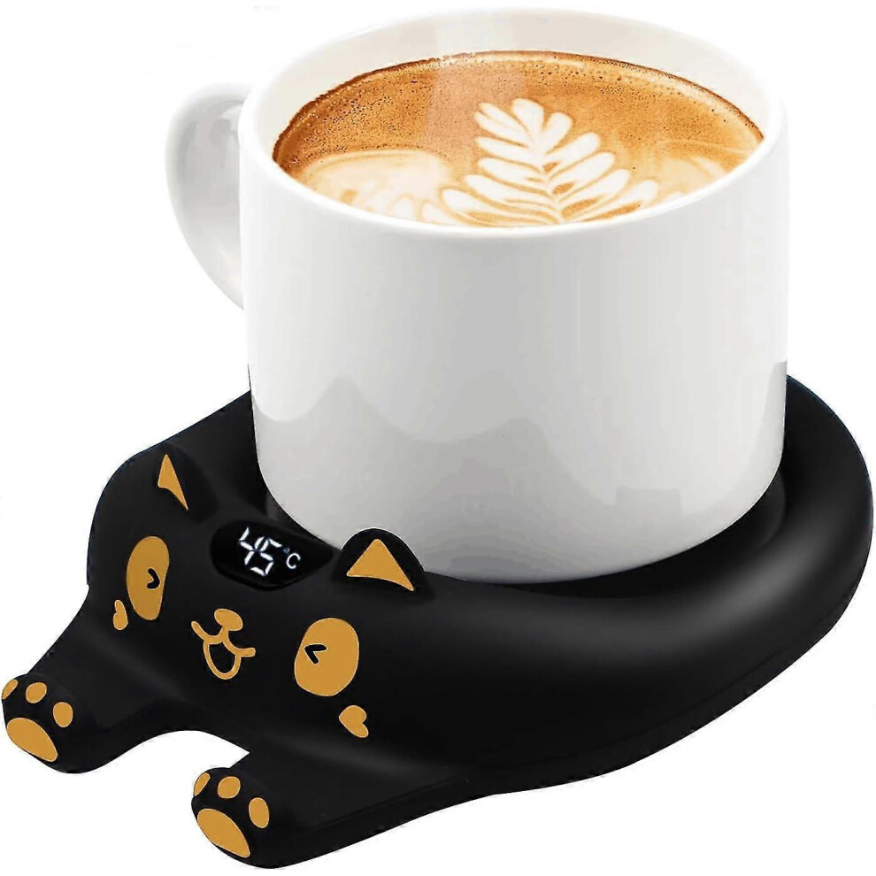 Kikidex (Lucky Cat One Size) Coffee Mug Warmer For Desk, Smart Beverage Cup Warmer Mug Warmer With 3 Temperature Settings, Coffee Warmer For Coffee Lo Yellow