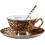 (Leopard Pattern, One size) YBK Tech Euro Style Bone China Cup& Saucer Set, Ceramic Tea Coffee Cup for Home Kitchen Wedding (Leopard Pattern) 1