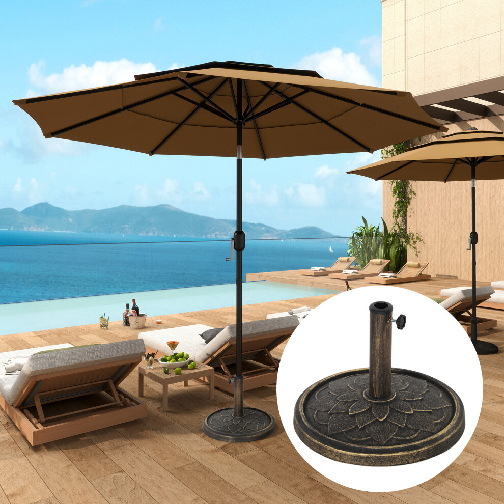 Outsunny 12kg Resin Garden Parasol Base Sun Umbrella Base, Bronze Tone