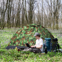 Outsunny Camping Tent for 2 Person Dome Tent w/ Storage Pocket Multicoloured