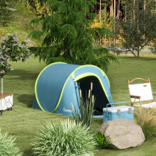 Outsunny 2-Person Pop-Up Camping Tent - 2000mm Waterproof, Groundsheet & Carry Bag, Blue (A20-404V00NU)