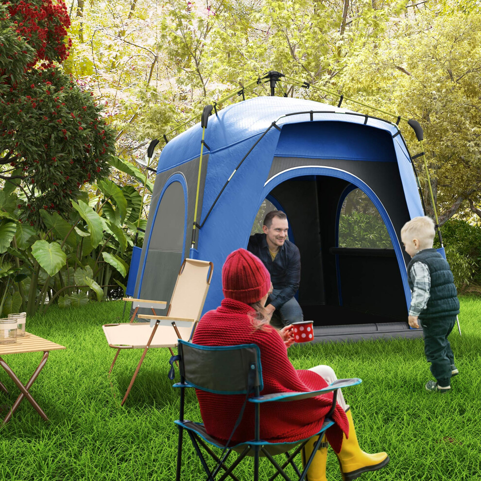 Outsunny 4 Man Pop Up Tent Camping Backpacking Dome Tent, Dark Grey
