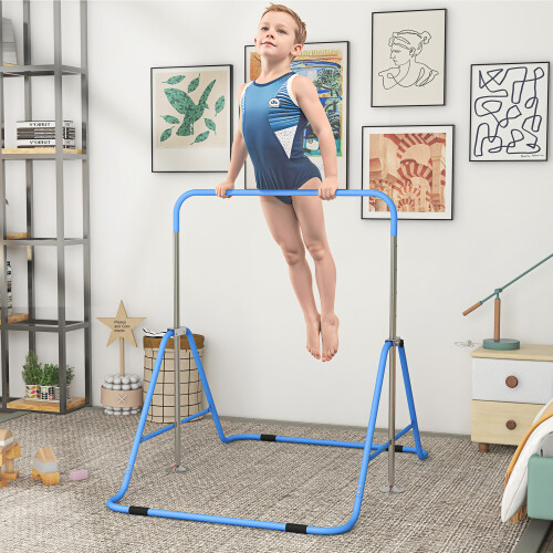 Homcom HOMCOM Kids Gymnastic Bar w/ Adjustable Height, Foldable Training Bar - Blue