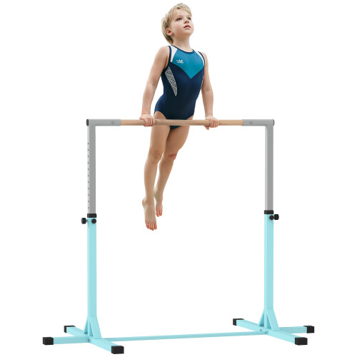 Homcom HOMCOM Adjustable Kids Gymnastics Bar Horizontal Training Steel, Light Blue 1