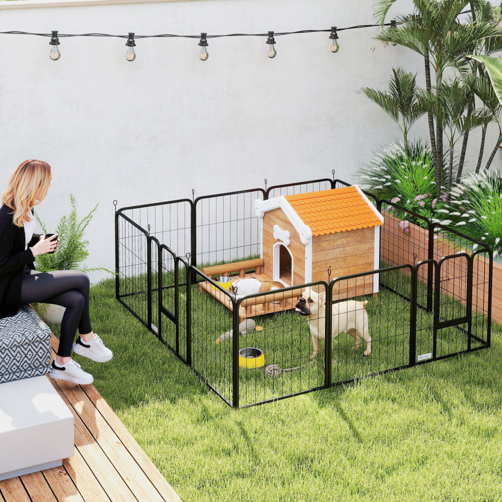 Pawhut Dog Pen, 12-Panel Puppy Pen For Small Dogs, 60Cm High