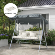 Outsunny Outdoor Back and Seat Cushion with Pillows, NO SWING, White