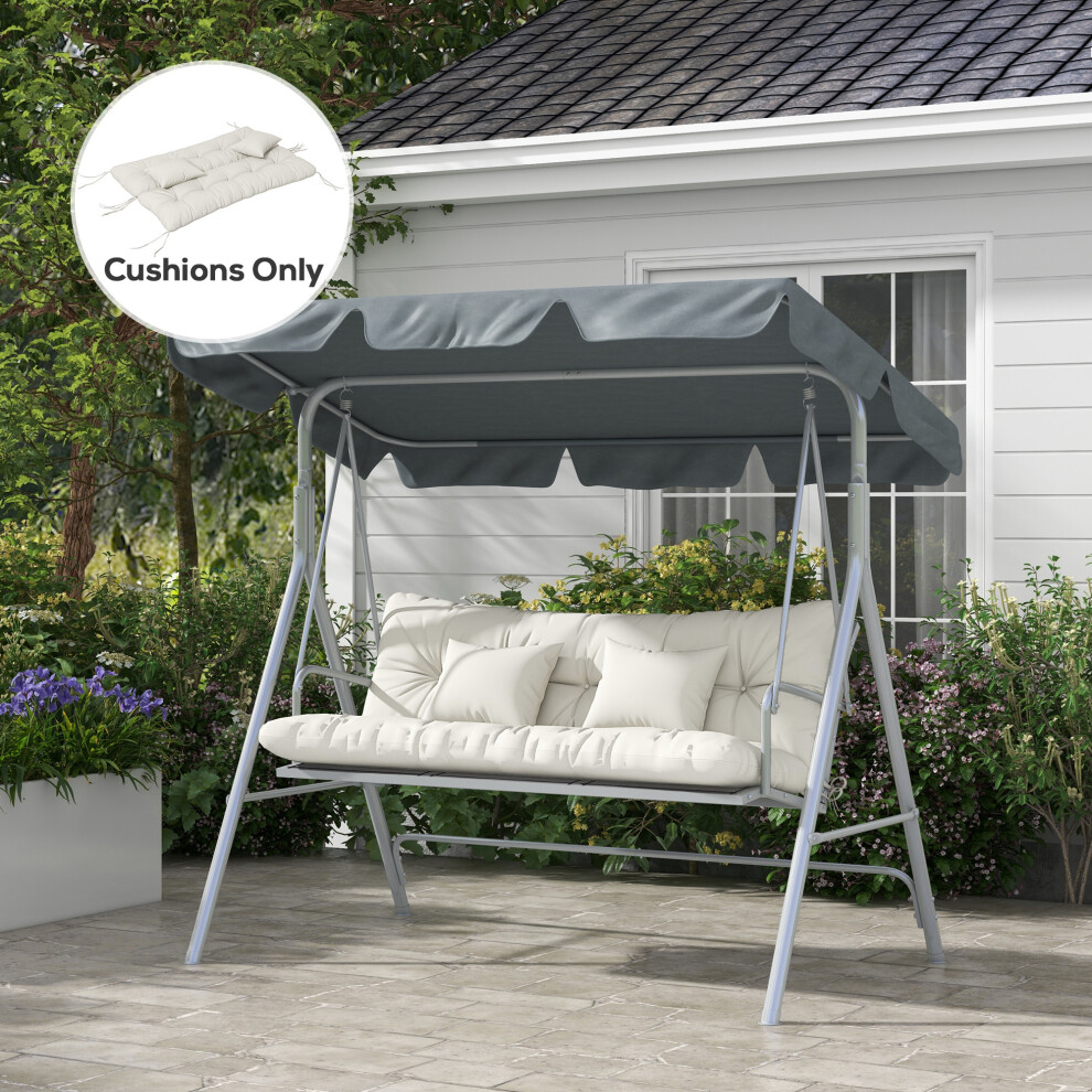 Outsunny Outdoor Back And Seat Cushion With Pillows, No Swing, White