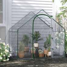 Outsunny Walk-In PVC Greenhouse 180L x 100W x 168H cm with Zipped Door, UV-Resistant Cover, Steel Frame, 845-154V00CR
