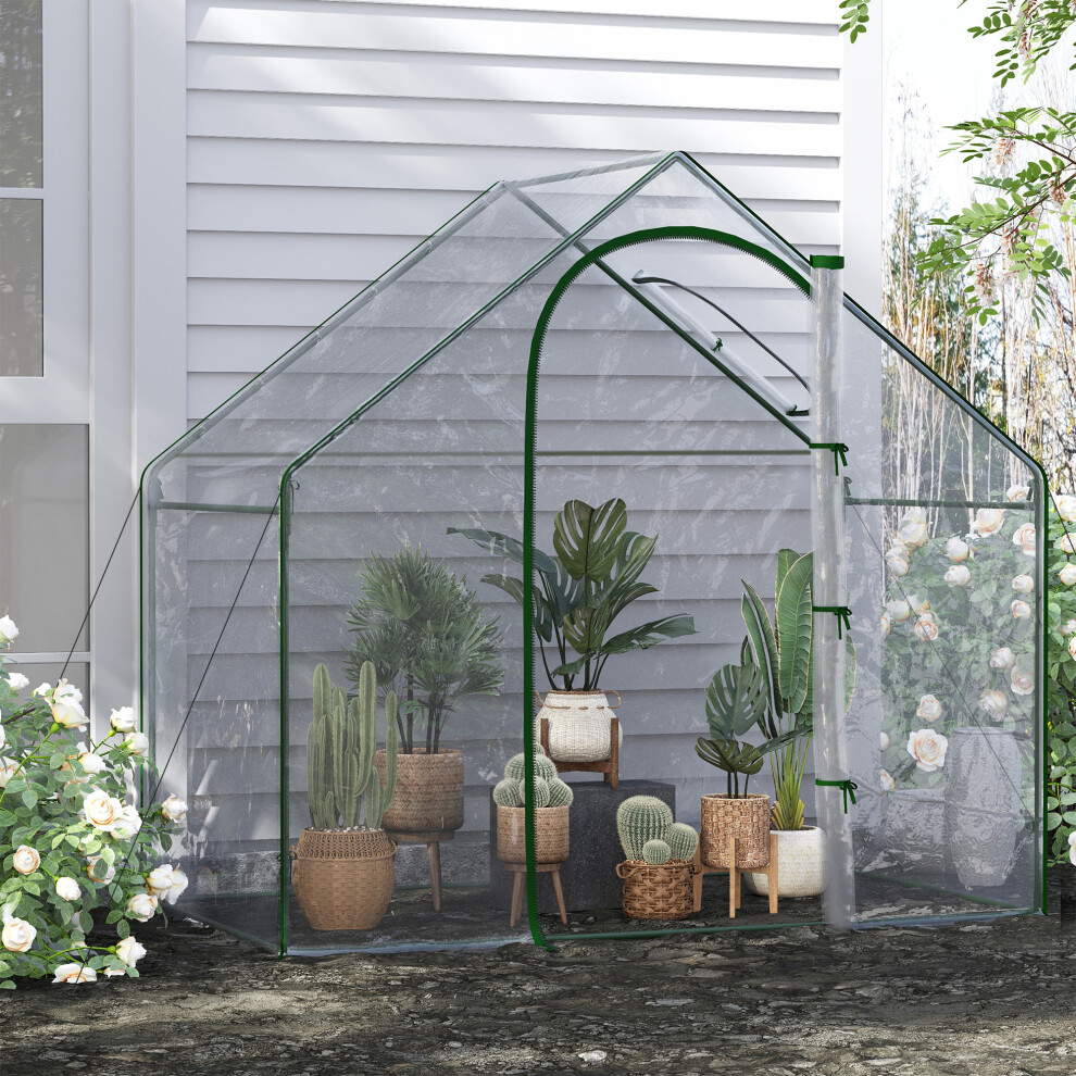 Outsunny Walk-In Pvc Greenhouse 180L X 100W X 168H Cm With Zipped Door, Uv-Resistant Cover, Steel Frame, 845-154V00cr