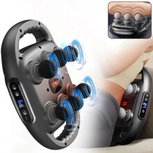 Fascia Gun 6 Heads Massage Gun - Deep Tissue Relief for Full Body + Free Gift: 3pc USB Cable Organizer