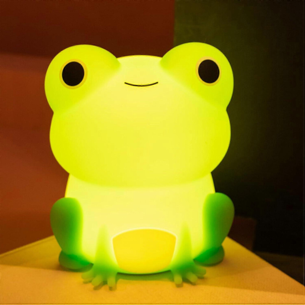 (Colorful RGB Light) Cute Frog Night Light For Nursery, Portable Usb Rechargeable 3d Animal Lamps, Cute Cartoon Touch Control Silicone Bedside Lamp