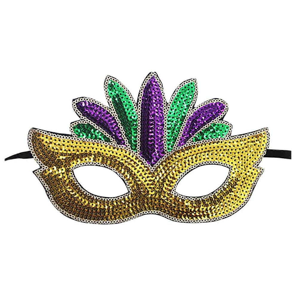 (A) Mardi Gras Costume Sequin Shiny And Sparkling Party Mask Carnival