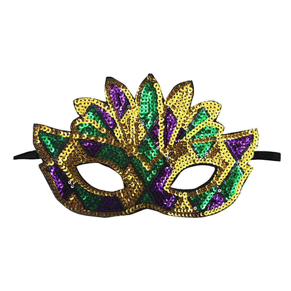 (B) Mardi Gras Costume Sequin Shiny And Sparkling Party Mask Carnival