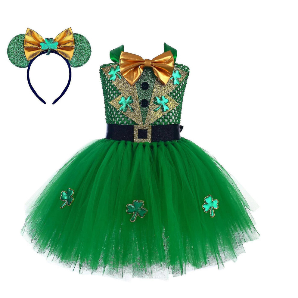 (L) Toddler Girl Sleeveless Ruffle Layered Dress Mardi Gras Tulle Tutu Dresses