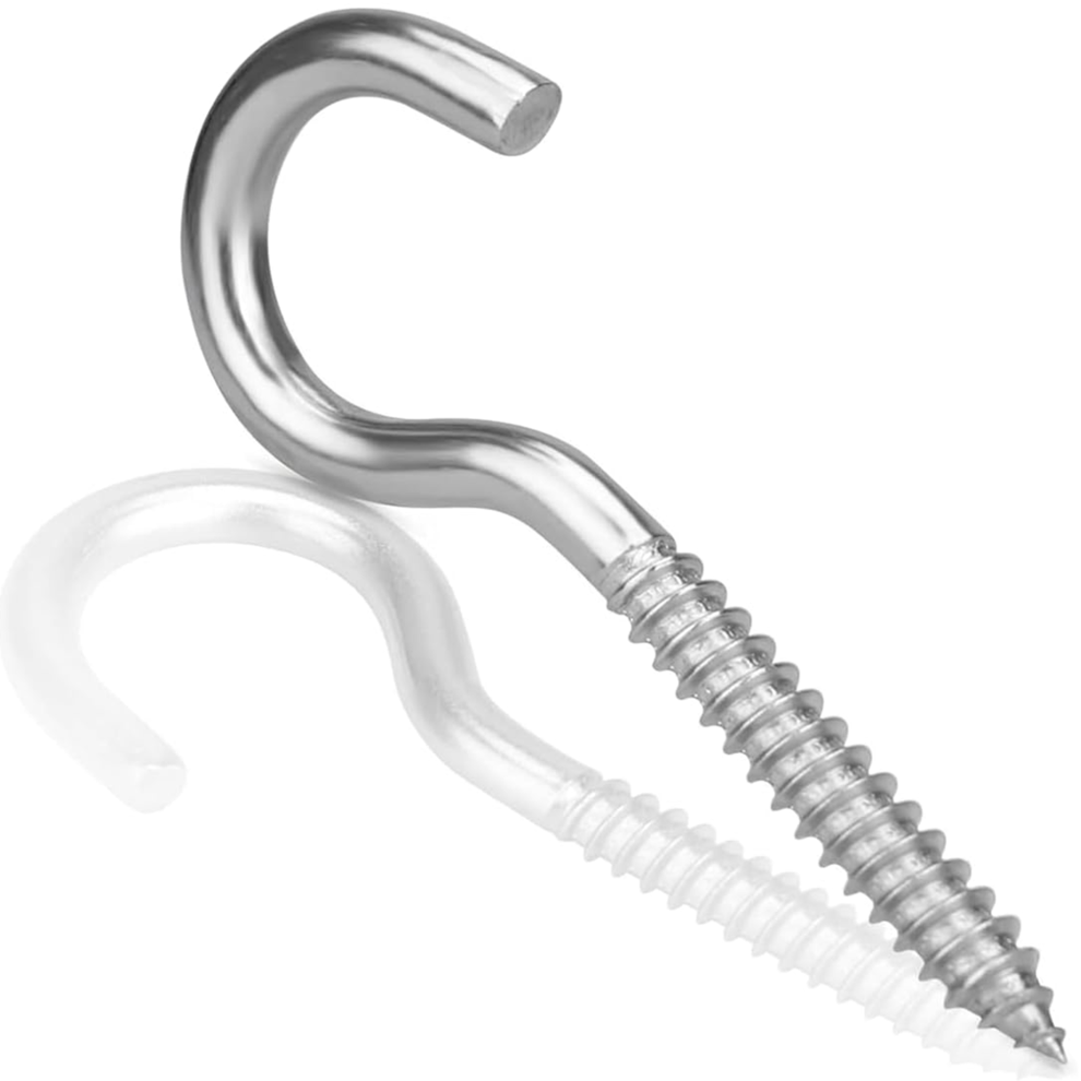 (70mm x 5.0mm, 5) Cup Hooks Screws Ceiling Screw In Heavy Duty Wood Thread Steel Zinc Plated