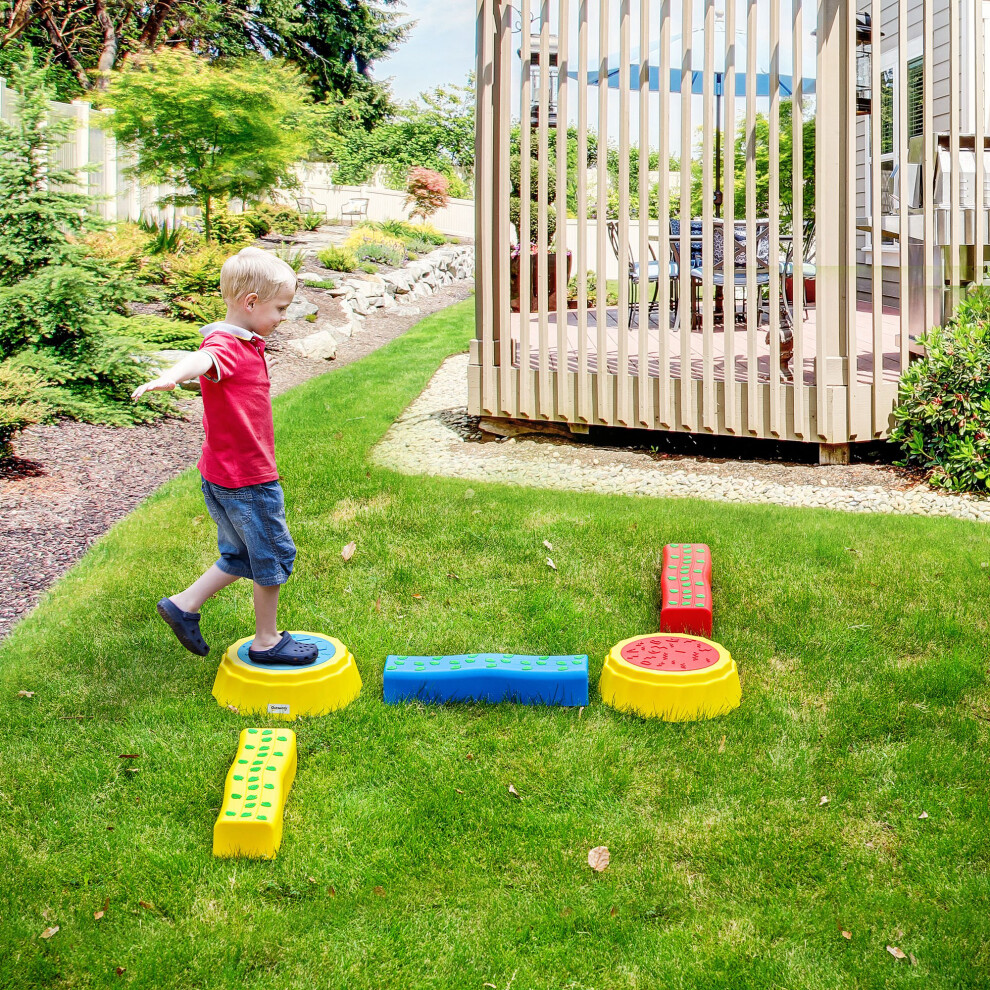 Outsunny 5 PCS Kids Stepping Stones Balance Beam w/ Non-Slip Surface and Bottom