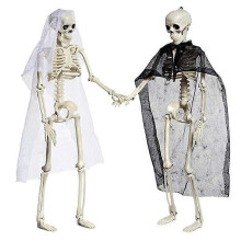 2 Skeleton Full Life Size Poseable Human Halloween Party Prop Haunted House Decor