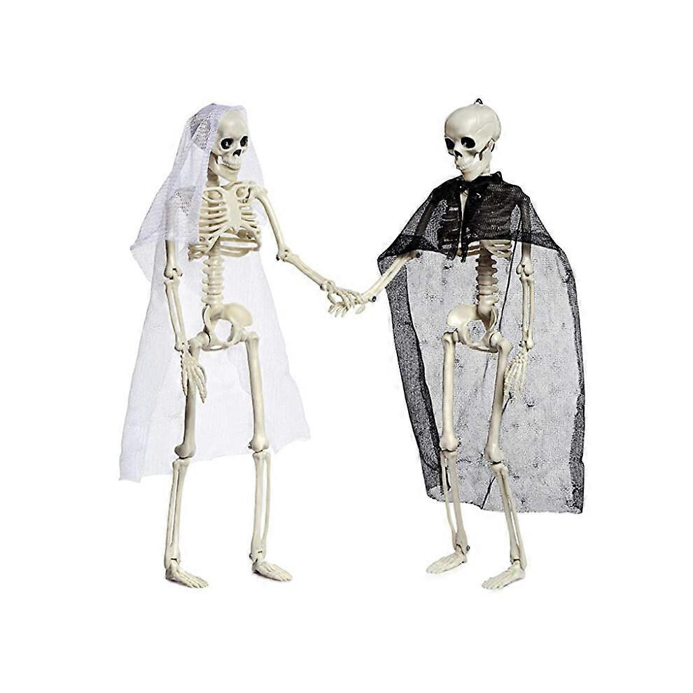 2 Skeleton Full Life Size Poseable Human Halloween Party Prop Haunted House Decor
