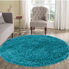 (Teal, (Circle) 120 X 120 cm) Large Living Room Rugs Plain Shaggy Rugs Runners