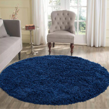 (Navy, (Circle) 120 X 120 cm) Large Living Room Rugs Plain Shaggy Rugs Runners