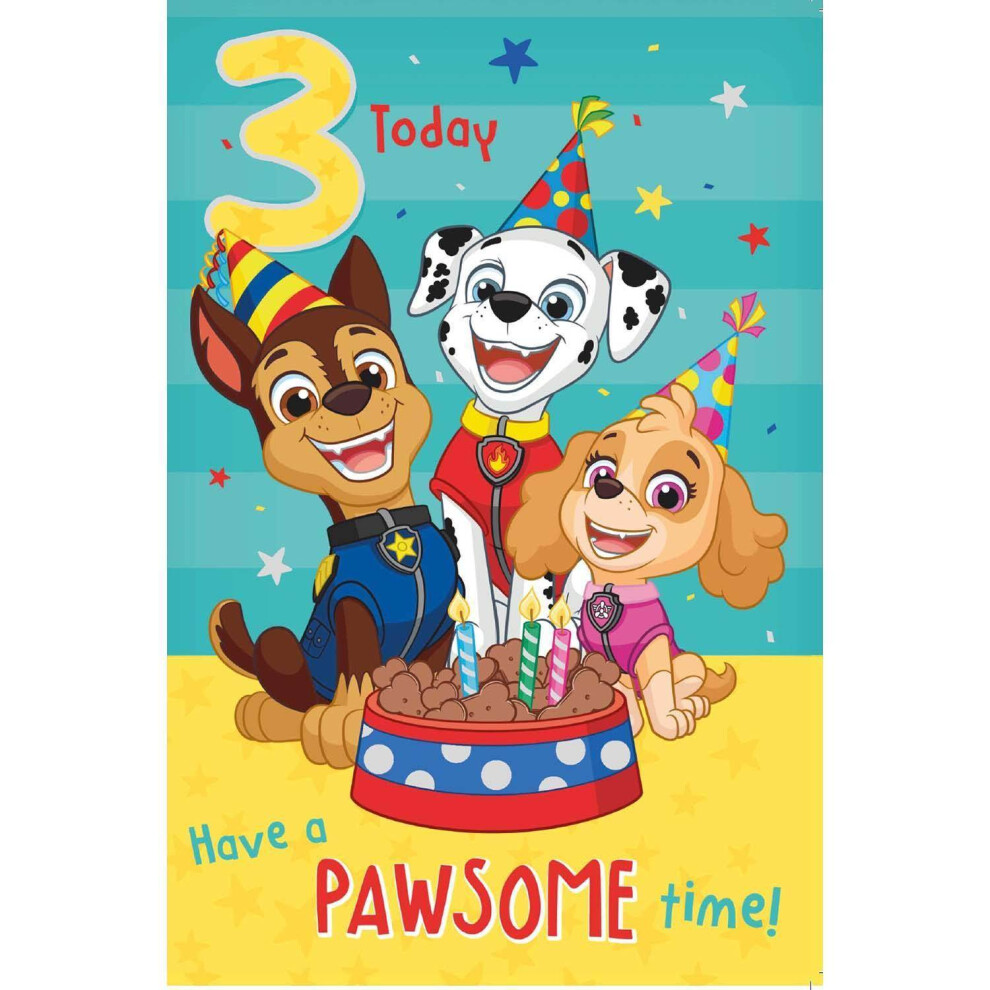 Paw Patrol Birthday Card Age 3