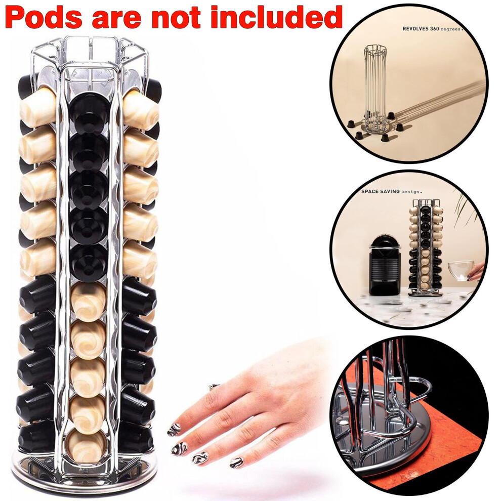 Peak Coffee Capsule 360Degree Revolving Holder Compatible 60 Nespresso