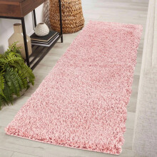 (Baby Pink, 80 X 150 cm) Large Living Room Rugs Plain Shaggy Rugs Runners