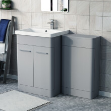 Nes Home Matte Grey 1100mm Freestanding Cabinet Ceramic Basin WC Unit Flat Pack