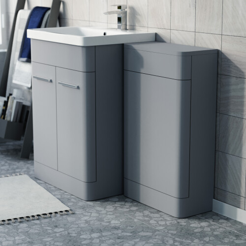 NES Home Nes Home Matte Grey 1100mm Freestanding Cabinet Ceramic Basin WC Unit Flat Pack 2