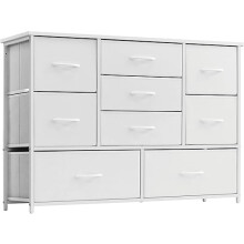 LYNCOHOME White Chest of Drawers for Bedroom, 9 Drawer