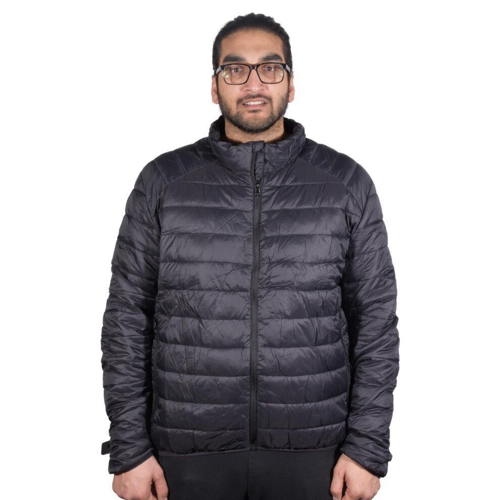 (Black, S) Mens Padded Jackets Water Resistant Bomber Coat