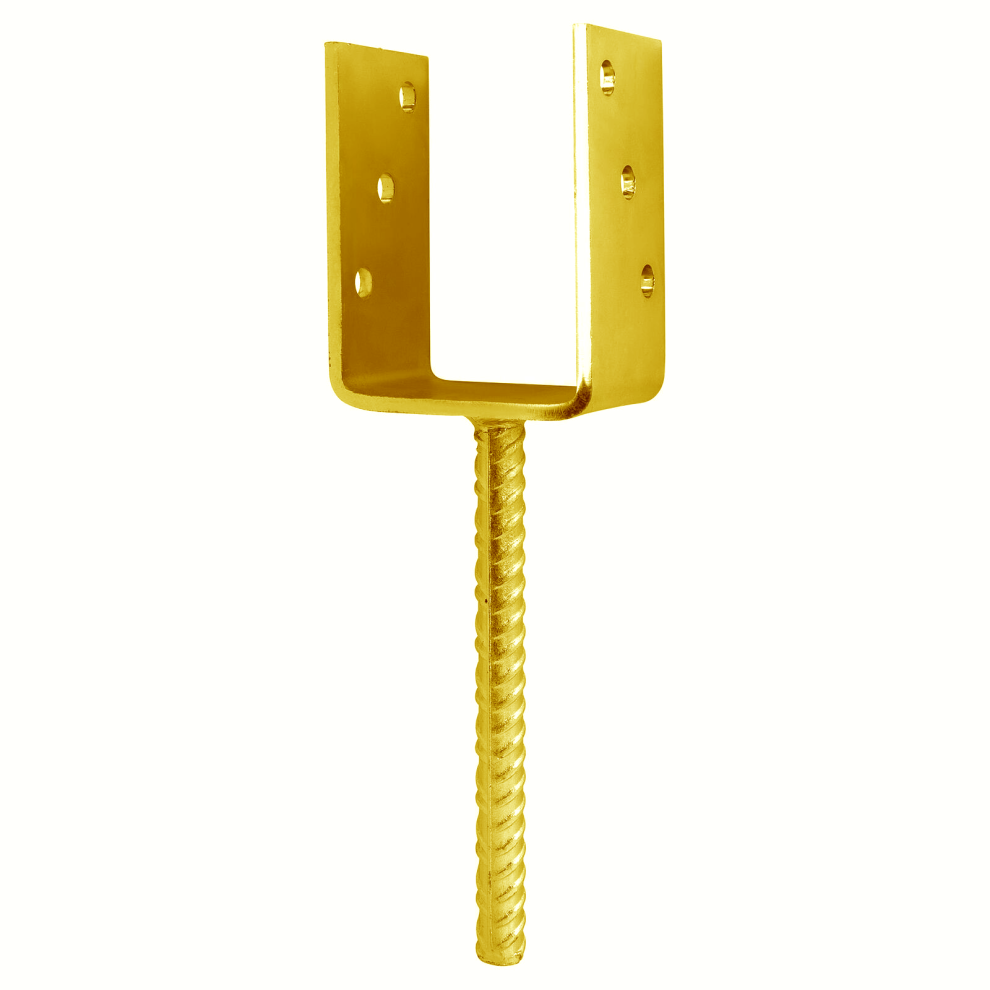 (Pack Of: 6, Size: 161Mm (6.3") Gold) U Shape Post Support Base Bracket Heavy Duty Fence Decking Metal Anchor 5056523231198