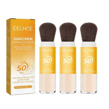 3X New Sunscreen Setting Powder, Spf 50 Pa++, Mineral Sunscreen Brush Powder, Oil Control Natural Matte Finish, Long Lasting Lightweight Breathable