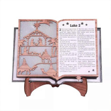 3D Engraved Wood 10 Inch Stand Book Bible Luke Statue Display with Ligh