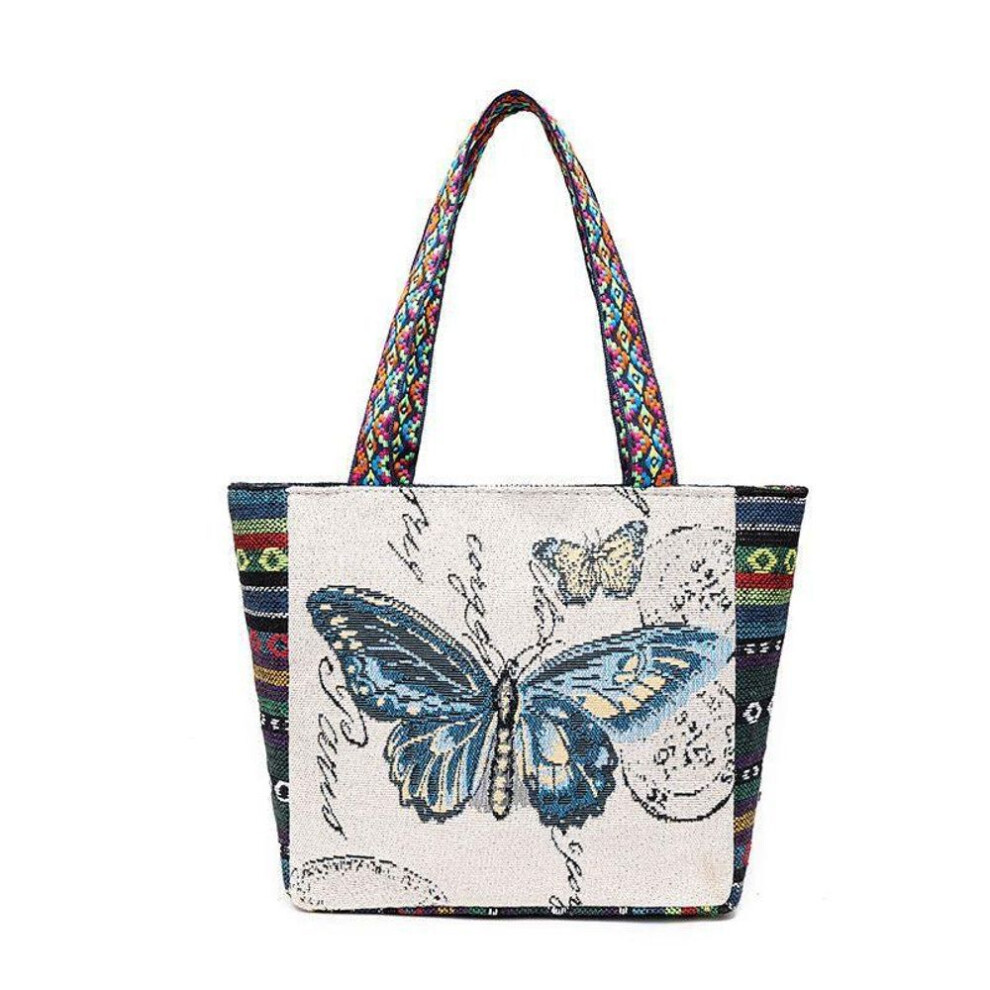 (multicolor, 25x11x25cm) Yogodlns New Ethnic Style Shoulder Bag Office Handbag Student Canvas Embroidery Elephant Casual Travel Storage Tote Bag For Women