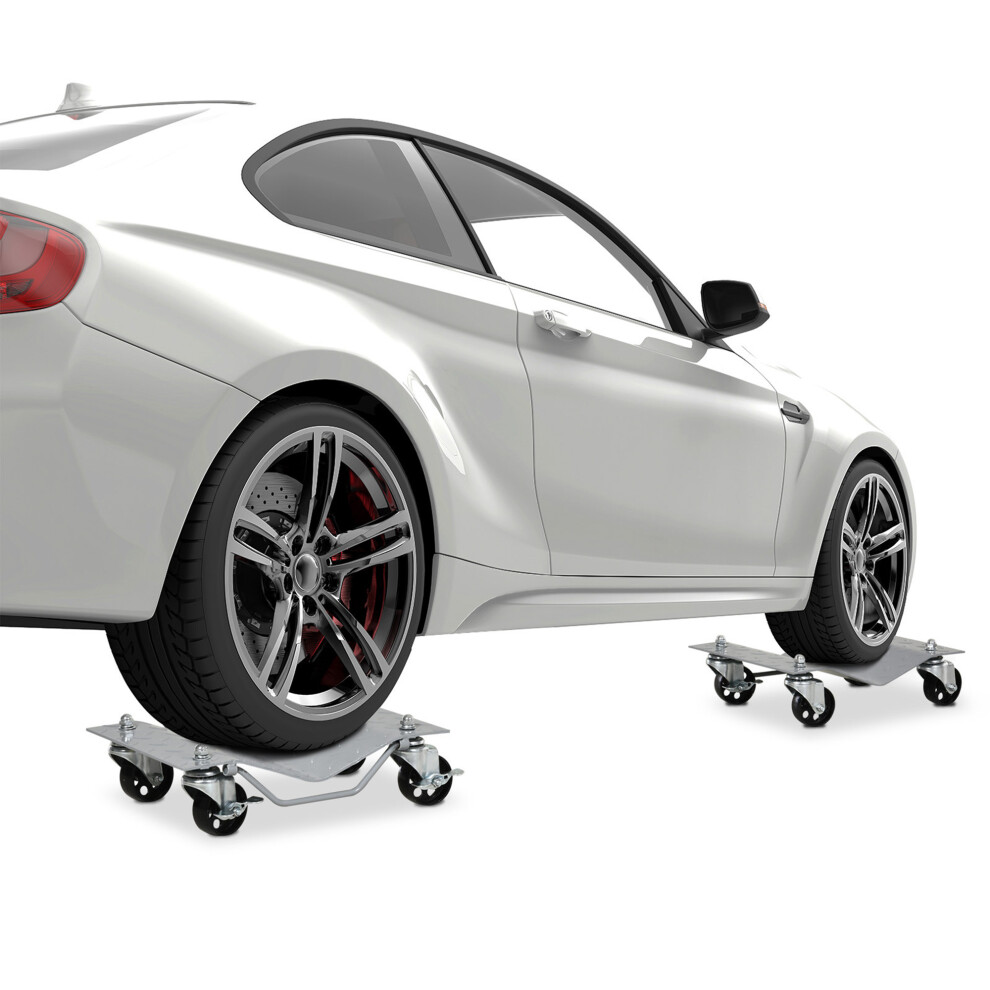 Durhand 2Pcs 680Kg Car Wheel Dollies With Swivel Casters, Wheel Dolly, Grey