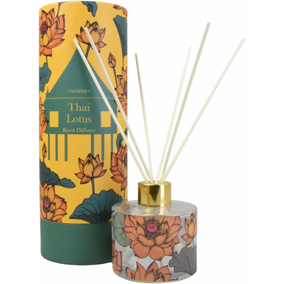 Carousel 150Ml Glass Reed Diffuser With Thai Lotus Flower Scent | Home Fragrance Reed Diffuser Set | Scented Oil Room Diffuser - Aroma Gift