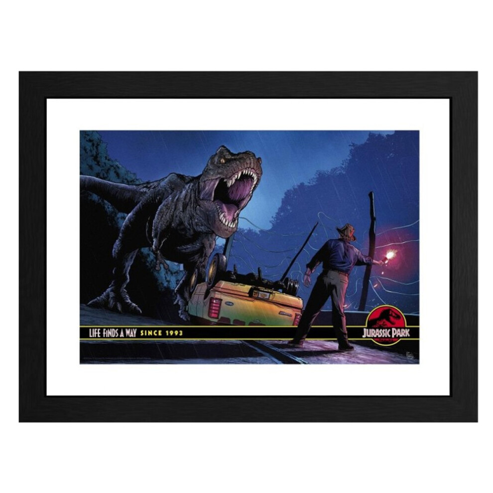 JURASSIC PARK - Alan Grant Vs T-Rex Framed Print 30x40cm