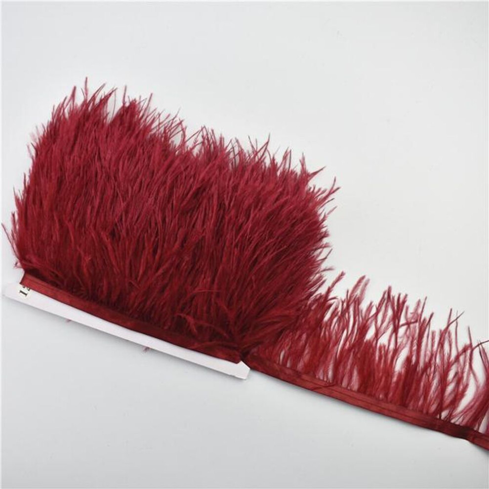 (as the picture) 1meters High Quality Ostrich Feathers On Tape Ribbon Fringe Trim 8 -10cm Diy Sewing Trimmings Flecos White Feather Dress Clothes