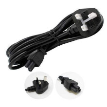 1.8M C5 Clover Leaf To UK 3 Pin Mains Power Lead Cable - Black