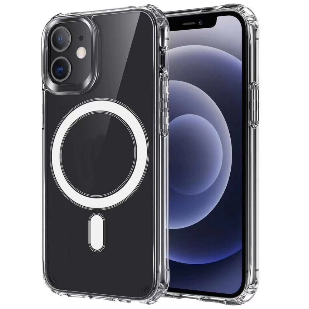 Compatible With iPhone 15 Plus Shockproof Transparent Magnetic Case
