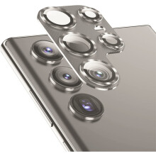 Protettore di vetro della lente della fotocamera compatibile con Samsung S24 Ultra Full Cover Silver