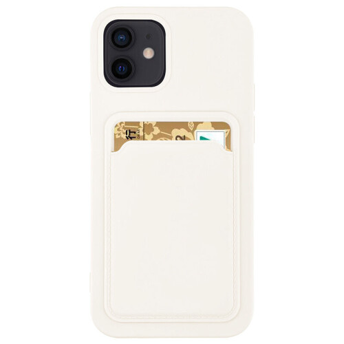 Funda protectora de silicona con tarjetero compatible con iPhone 11 en blanco